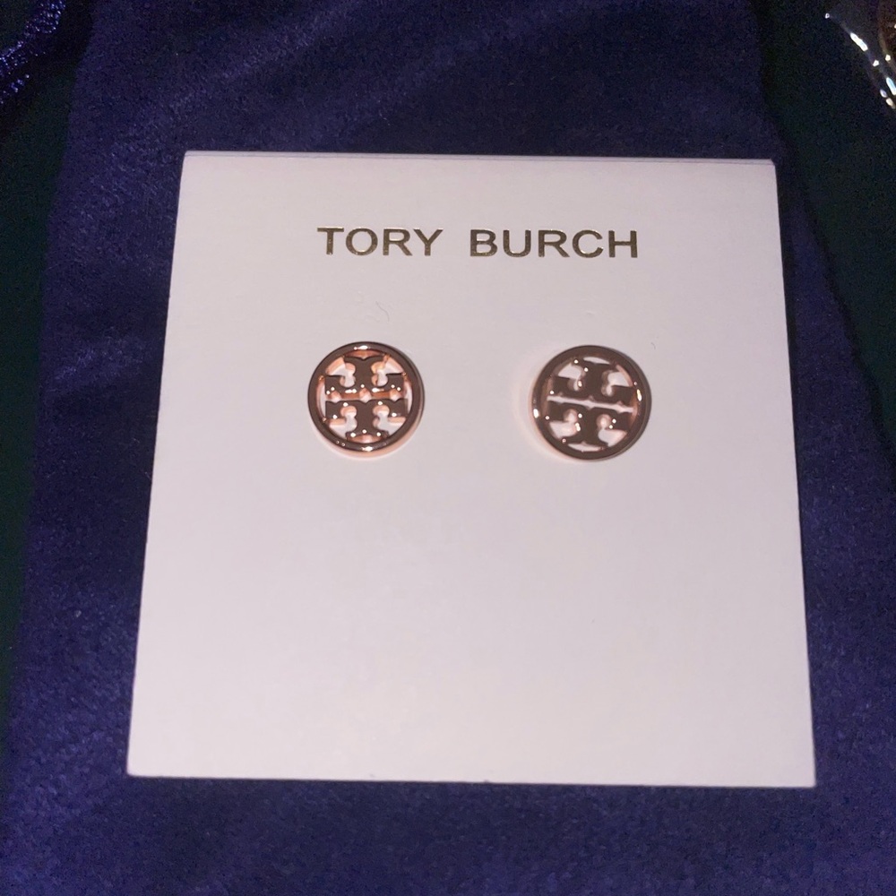 Tory Burch Gold Logo Stud Earrings